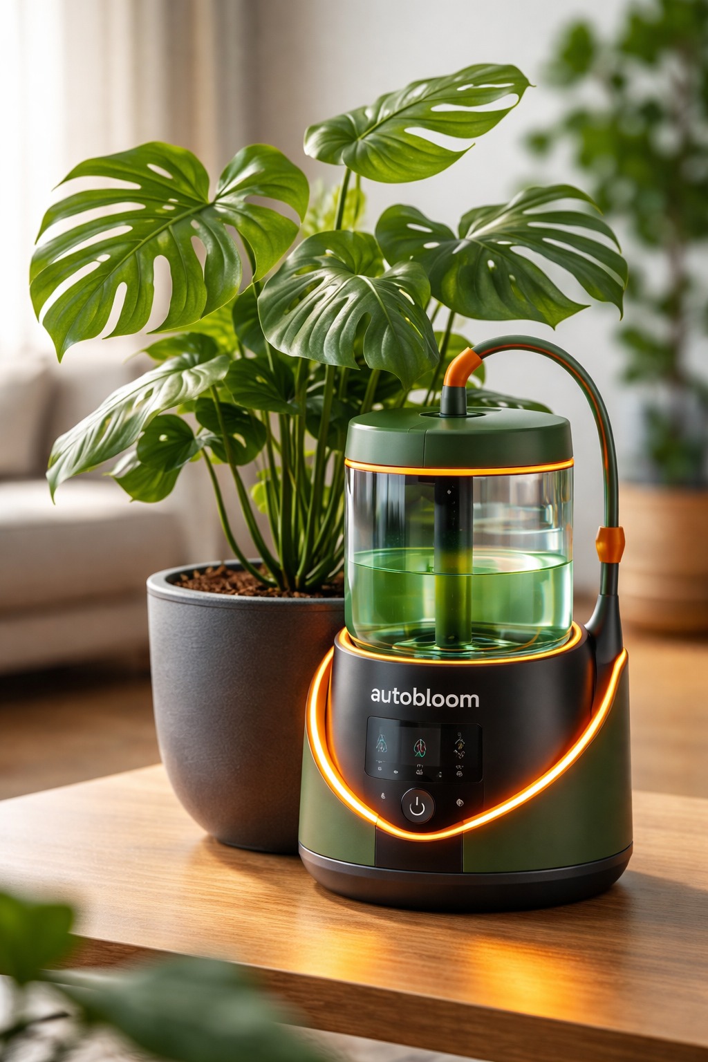 autobloom Bewässerungssystem neben Monstera